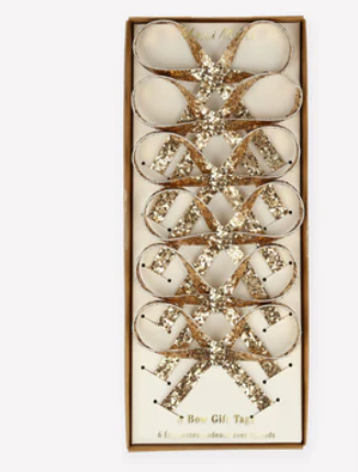 Glitter Bow Gift Tag Set (x 6)