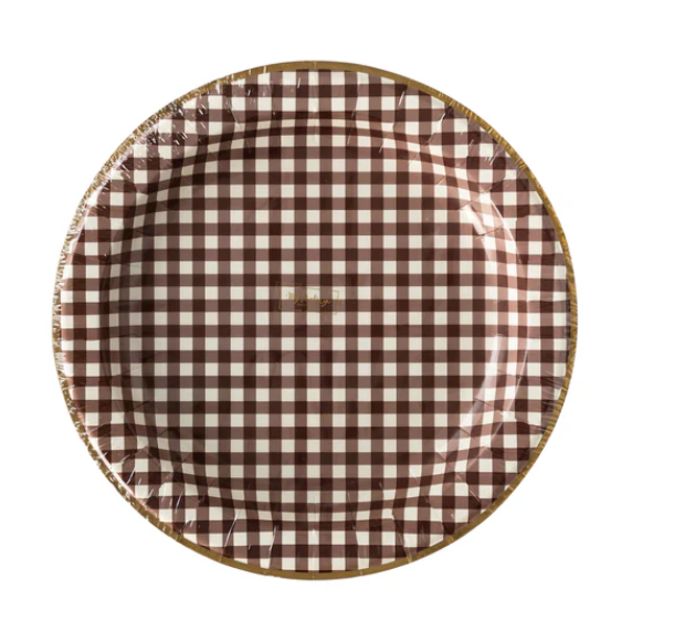 Harvest Brown Gingham Check Plate