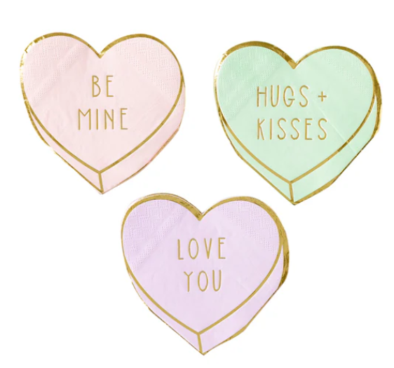 Shaped Candy Heart Paper Napkin Set