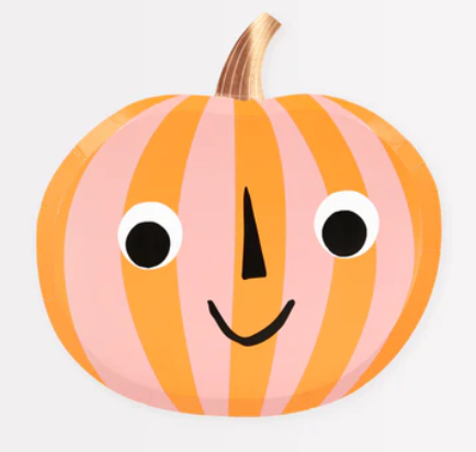 Pink & Orange Stripy Pumpkin Plates