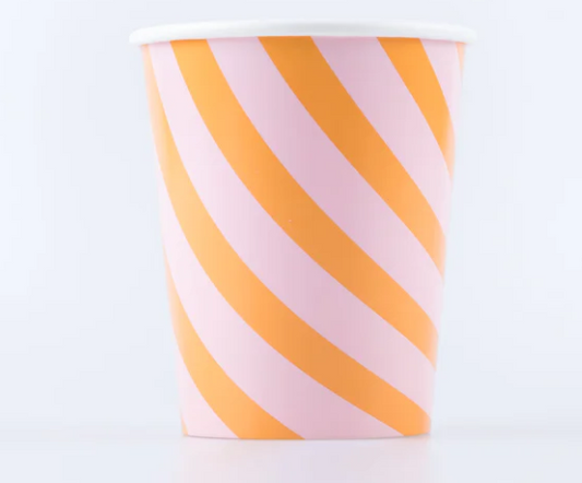 Pink & Orange Stripy Cups