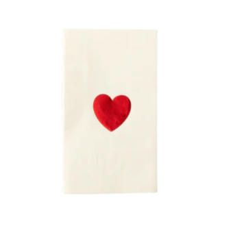 RED FOIL HEART GUEST NAPKIN