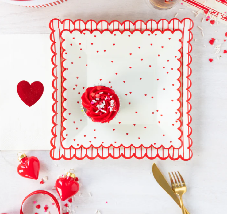 RED FOIL HEART GUEST NAPKIN